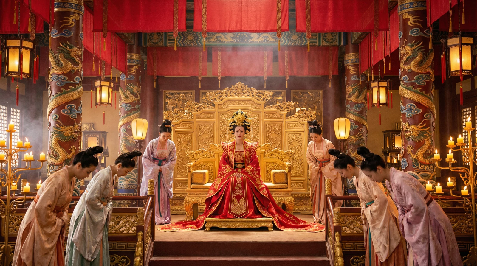 海角社区古装宫廷大戏拍摄现场皇后登基场景